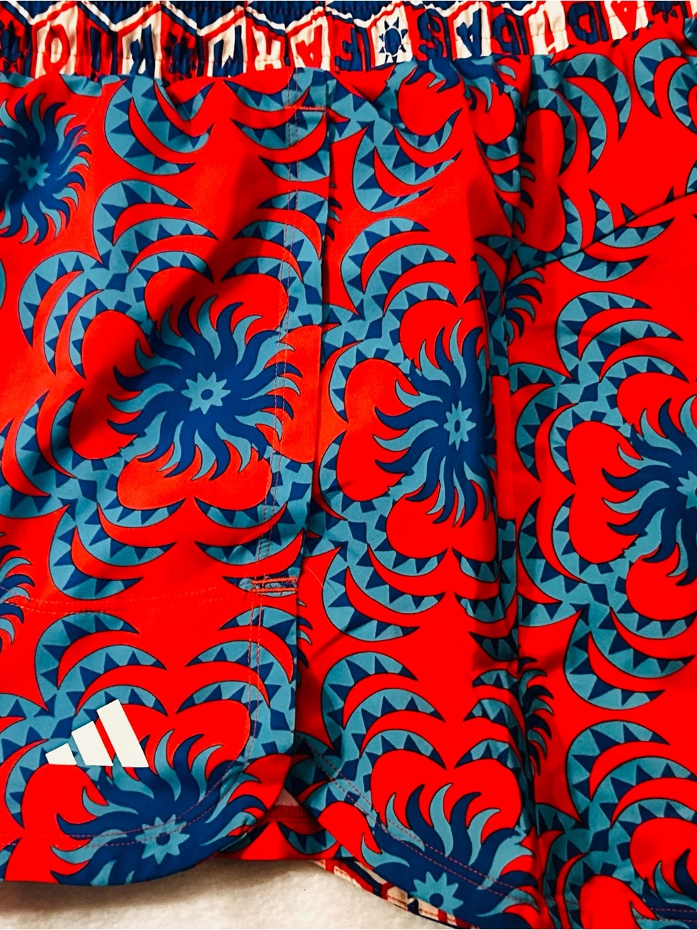 FARM Rio Red & Blue Athletic Shorts with Bold Floral Print - Picture 2 of 4